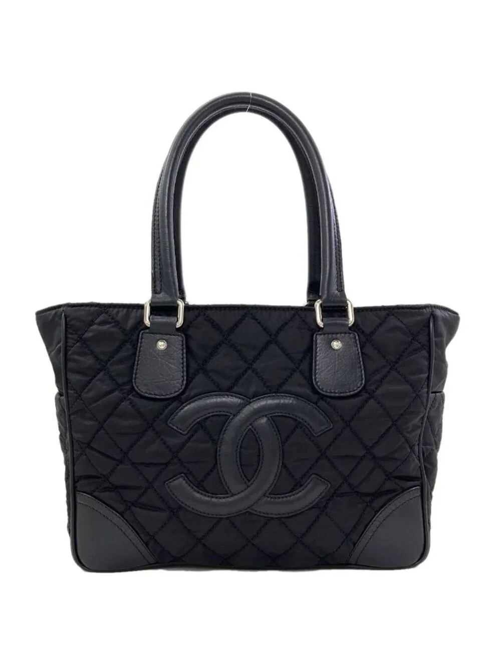 Chanel Paris New York Line Silver Tote Bag Nylon